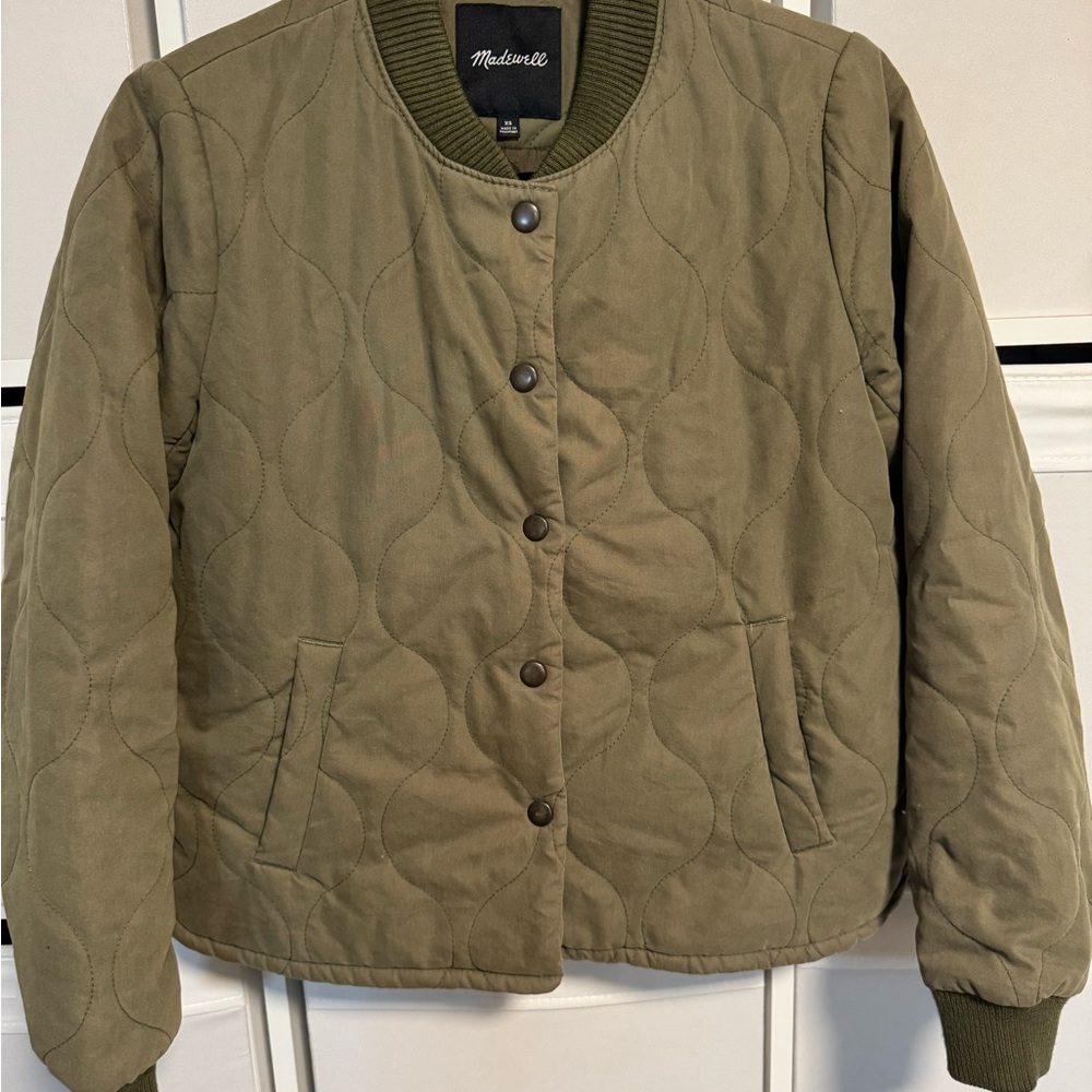 Madewell Khaki Quilted Bomber Jacket